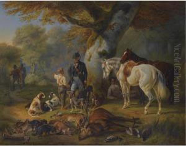 Die Erfolgreiche Jagd (the Successful Hunt) Oil Painting by Adam Albrecht