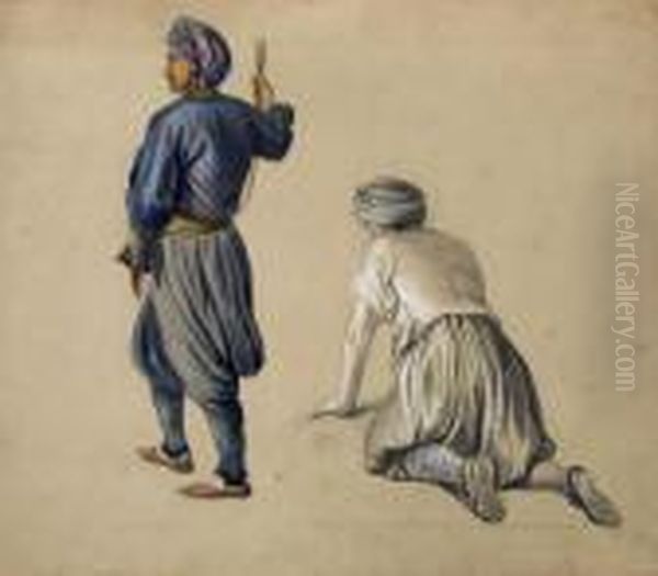 Studie Fur Zwei Orientalen Oil Painting by Eugen Adam