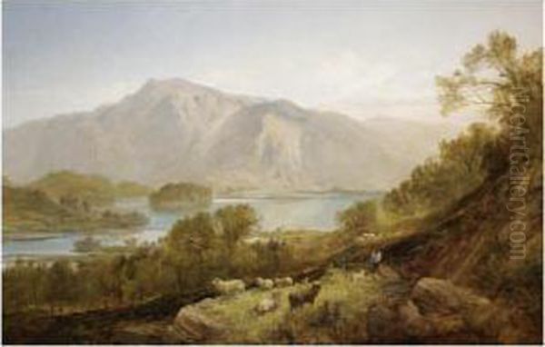 Resting By The Lake Oil Painting by Joseph Denovan Adam