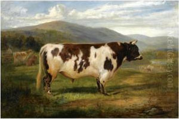 President, An Ayrshire Bull Oil Painting by Joseph Denovan Adam