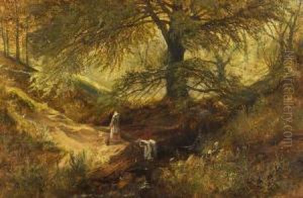 Fairlight Glen - Near Hastings Oil Painting by Joseph Denovan Adam