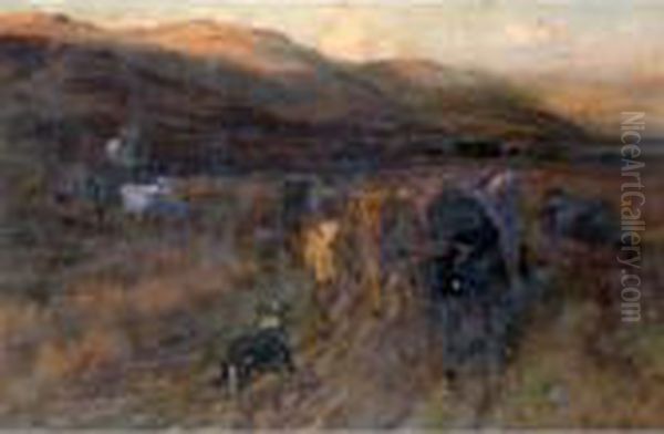 Bringing In The Herd Oil Painting by Joseph Denovan Adam