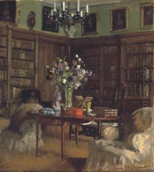 The Library At Tyninghame Oil Painting by Patrick William Adam