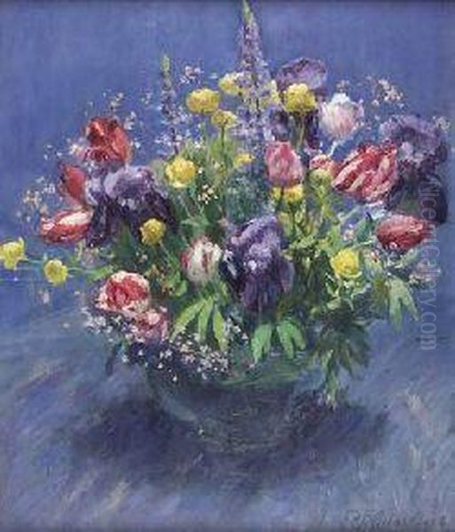 Summer Flowers In A Vase Oil Painting by Patrick William Adam