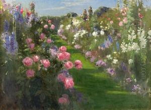 In The Garden, The Knoll, North Berwick Oil Painting by Patrick William Adam