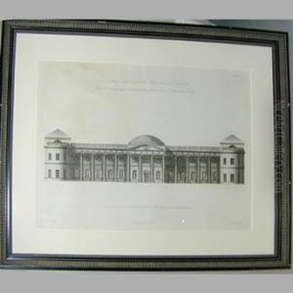 Elevation Of The Principal Or West Front Of Luton Parkhouse.... Oil Painting by Robert Adam