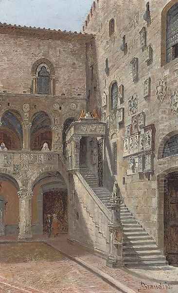 The courtyard of the Bargello, Florence Oil Painting by Antonietta Brandeis