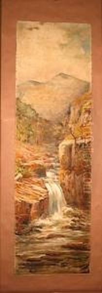 Cascading Falls Oil Painting by William Adam