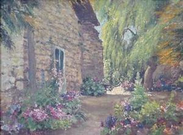 Cottage With Flowering Garden Oil Painting by William Adam