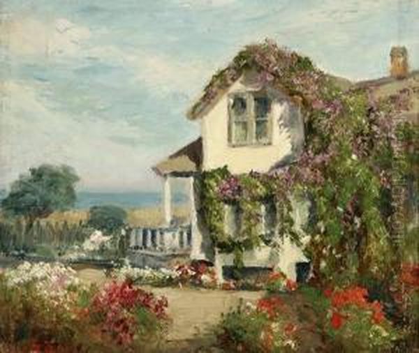 Vine Clad Cottage-pacific Grove Oil Painting by William Adam