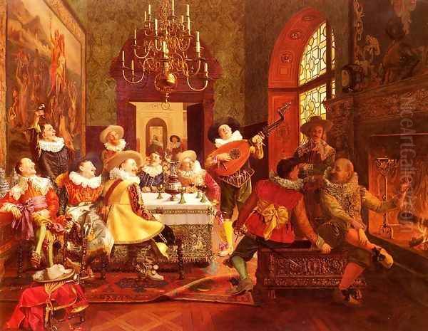 A Merry Melody Oil Painting by Francois Brunery