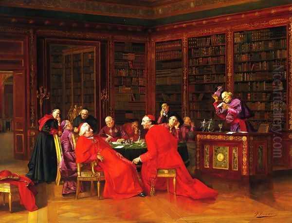 A Tedious Conference Oil Painting by Francois Brunery