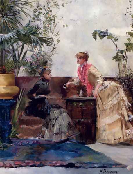 The Conversation Oil Painting by Francois Brunery