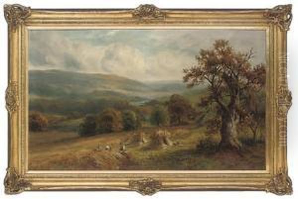 Gathering The Hay Oil Painting by Charles James Adams