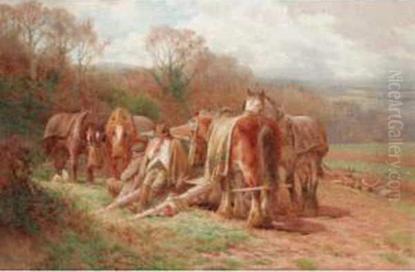 The Ploughman's Lunch Oil Painting by Charles James Adams