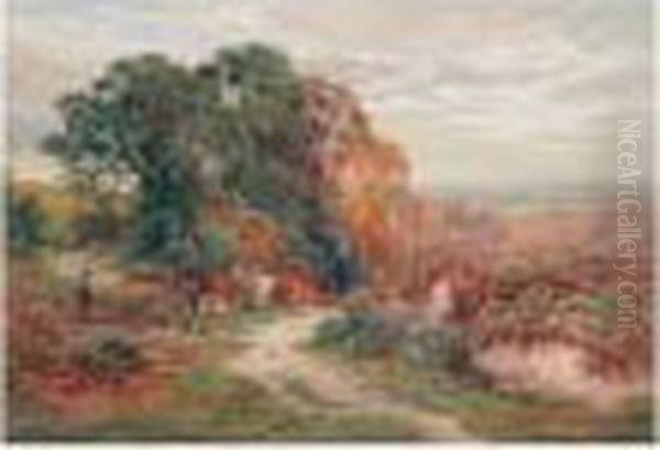 Driving Cattle Oil Painting by Charles James Adams