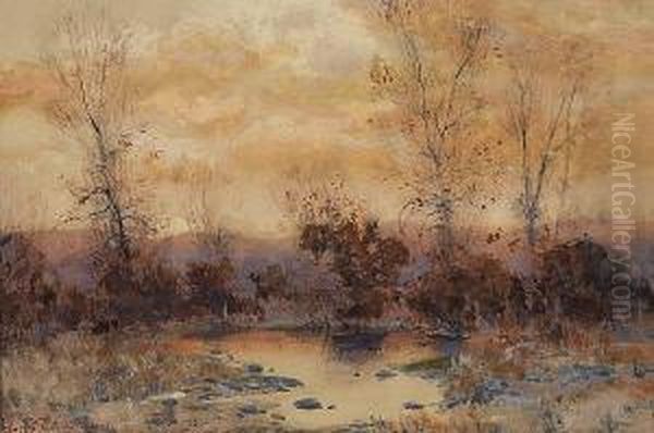 Sunset On The Marsh Oil Painting by Charles Partridge Adams