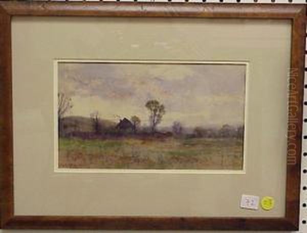 Landscape With Grey Sky And 
Cottage Oil Painting by Charles Partridge Adams