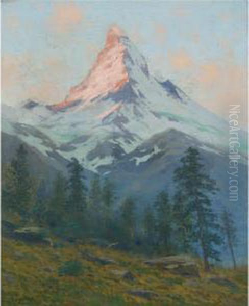 The Matterhorn At Sunset Oil Painting by Charles Partridge Adams