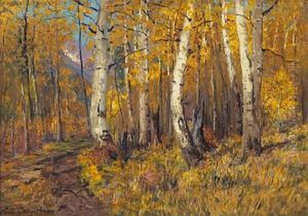 A Path Through The Aspens Oil Painting by Charles Partridge Adams