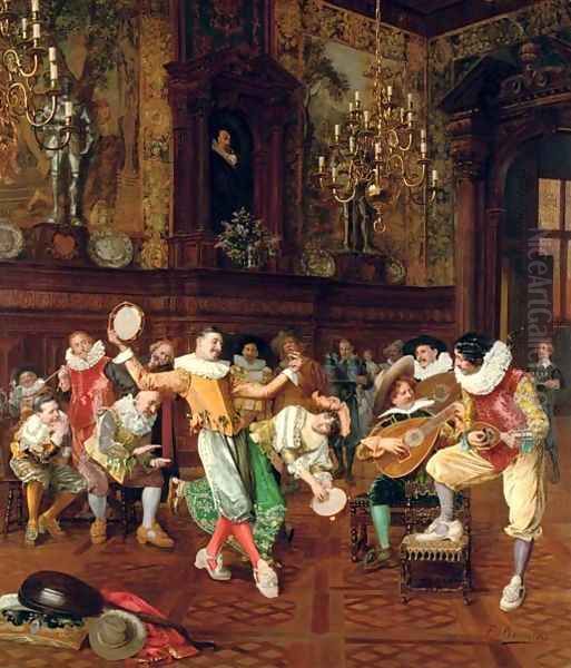 The court musicians Oil Painting by Francois Brunery