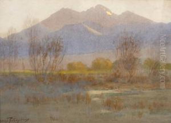 A Glimpse Of Long's Peak - Estes Park Colorado Oil Painting by Charles Partridge Adams