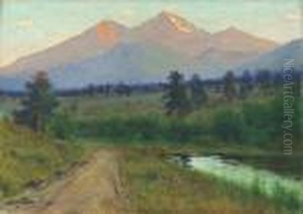 Longs Peak At Sunset From Estes Park, Colorado Oil Painting by Charles Partridge Adams