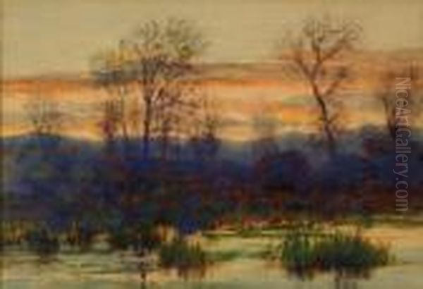 Evening In Autumn Near Denver Oil Painting by Charles Partridge Adams