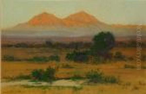 The Spanish Peaks Colorado, Sunrise Light, From The Valley Ofcucharas Oil Painting by Charles Partridge Adams