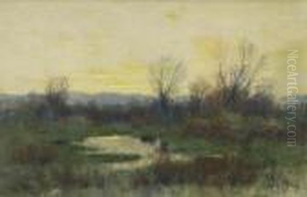 ''dusk Near Denver, Colo.'' Oil Painting by Charles Partridge Adams