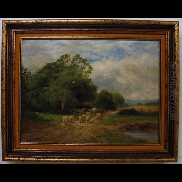 Shepherd & Flock Oil Painting by John Clayton Adams