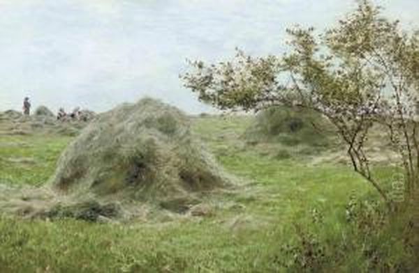 Haystacks Oil Painting by John Clayton Adams