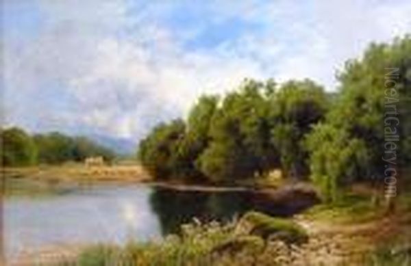 Haymaking In The Valley Of The Test Oil Painting by John Clayton Adams