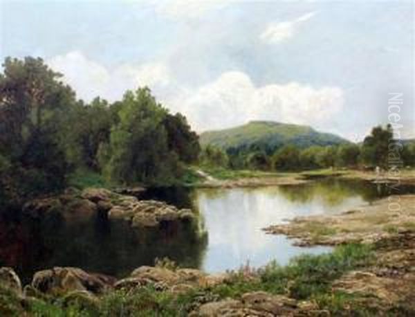 Cattle Beside A Lake Oil Painting by John Clayton Adams