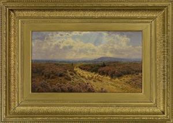 Schafherde Auf Weg In Weiter Landschaft Oil Painting by John Clayton Adams