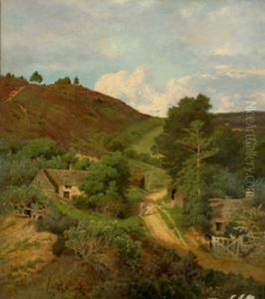 Coneyhurst Cottages Oil Painting by John Clayton Adams