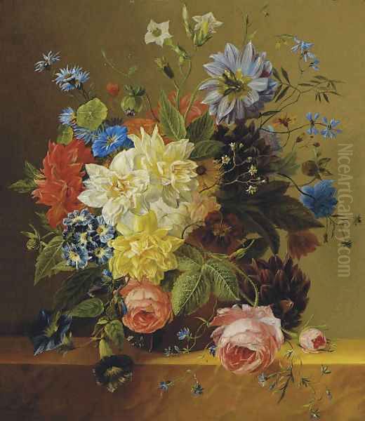 An opulent flower still life Oil Painting by Arnoldus Bloemers