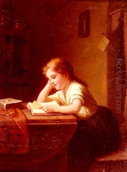 Das Lesende Madchen (Girl Reading) Oil Painting by Meyer Georg von Bremen