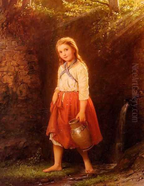 Madchen Mit Wasserkrug (The Young Water Carrier) Oil Painting by Meyer Georg von Bremen