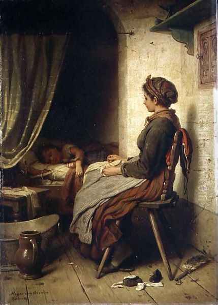 The Sleeping Child Oil Painting by Meyer Georg von Bremen