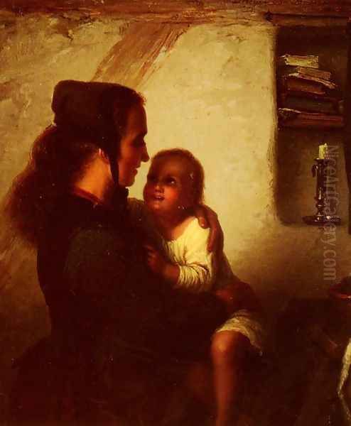 Maternal Bliss Oil Painting by Meyer Georg von Bremen