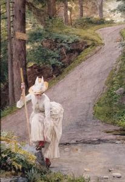 Chemin De La Cascade Oil Painting by Louis Emile Adan