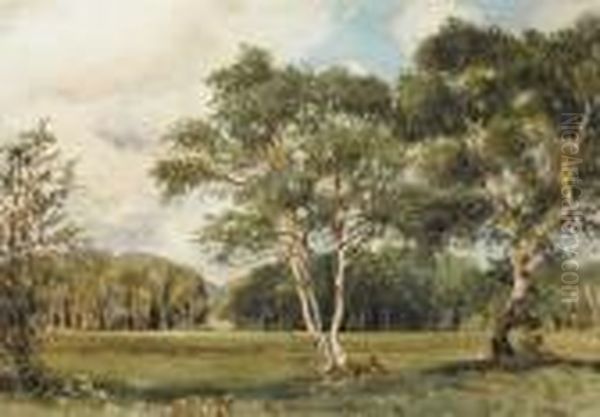 Parkland, Possibly Rathfarnham Oil Painting by Joseph Poole Addey