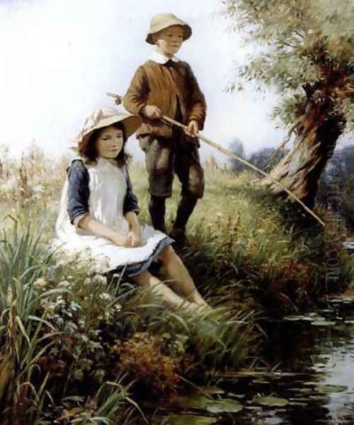 The young anglers 1915 Oil Painting by William Kay Blacklock