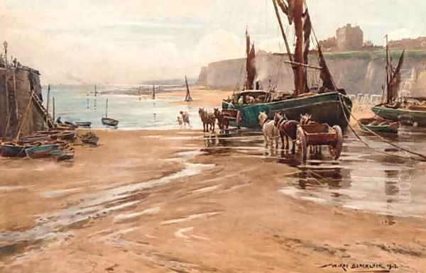 Unloading the barges, Broadstairs, Kent Oil Painting by William Kay Blacklock