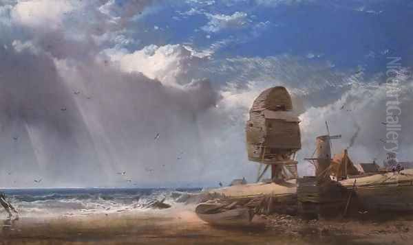 A Ruined Mill near Yarmouth Oil Painting by Henry Bright