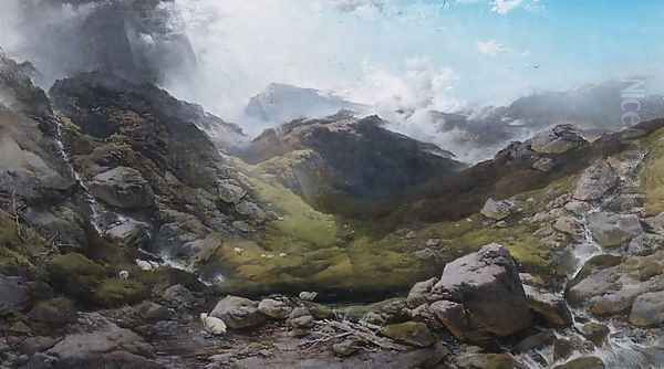 Clouds passing over Ben More, 1870 Oil Painting by Henry Bright