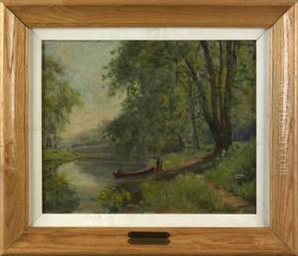 Landscape With Stream Oil Painting by Albert Jean Adolphe