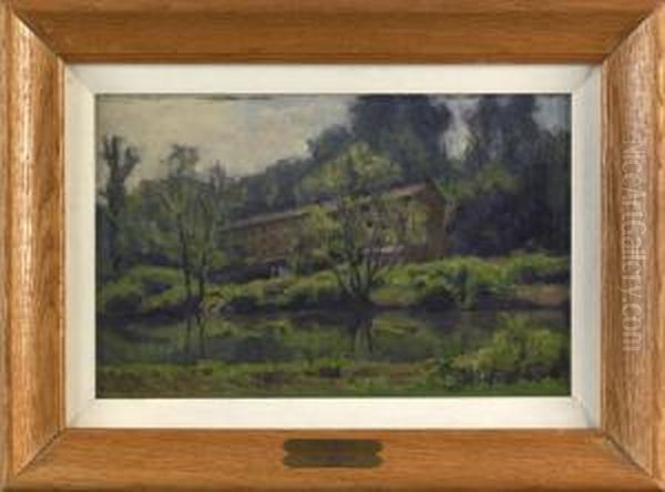 Landscape With Mill Oil Painting by Albert Jean Adolphe