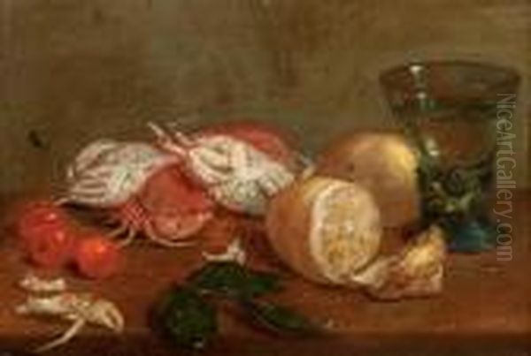 A 'roemer' Of White Wine Oil Painting by Alexander Adriaenssen